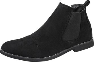 Generic Winter Mens Reverse Suede Ankle Boots English Workwear Outdoor Casual Leather Footwear Durable Comfort Sole (Black, 7. 5)