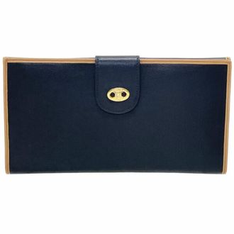 Celine Brown Navy Leather Long Wallet (Bi-Fold) (Pre-Owned)