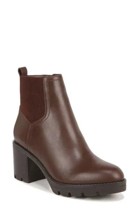 Naturalizer Verney Block Heel Waterproof Bootie in Chocolate Leather Brown at Nordstrom, Size 8.5
