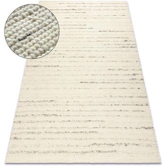 RugsX Rugsx - nepal 2100 white / natural grey - woolen, double-sided, natural beige 80x150 cm
