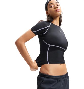 Under Armour Trainingsshirt UNDER ARMOUR HEATGEAR ELITE, Damen, Gr. XXL, ultimate schwarz,, reflective, Obermaterial: 81% Polyester, 19% Elastomultiester, Shirts T