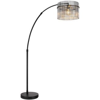 Globo Lighting Gorley L&aacute;mpara De Pie Arc Con Pantalla De Cristal Ahumado Negro Mate, 1 Bombilla E27