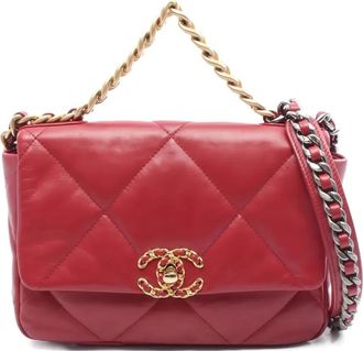 Chanel 2020-2021 19 Dizeneuf Matelasse chain shoulder bag - Red