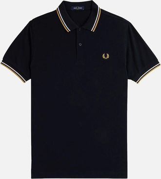 Fred Perry Mens Fred Perry Twin Tipped Polo Shirt Navy/Ecru /Honeycomb - Black - Size: 42