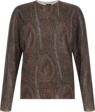 Etro Truien & Vesten, Heren, Rood, XL, Kasjmier, Paisley Trui