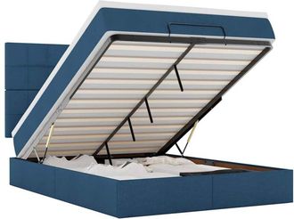 vidaXL Estructura De Cama Otomana Con Colch&oacute;n Tela Azul 140x190cm Vidaxl