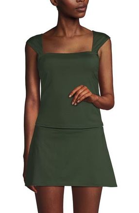 Lands End Womens Square Neck Underwire Square Back Tankini Swimsuit Top in Rich Olive Green at Nordstrom, Size 10