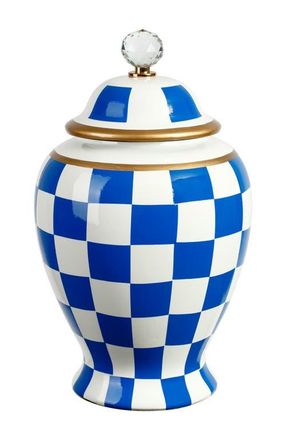 Mark Roberts Checkered Urn with Lid, Large in Royal Blue at Nordstrom