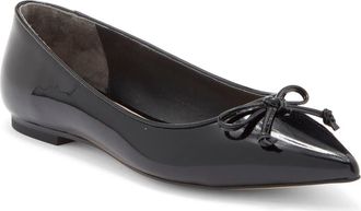 Stuart Weitzman Gabby Pointed Toe Bow Flat in Black/Black at Nordstrom Rack, Size 5.5