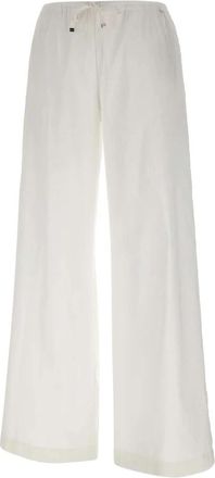 Herno Broek in Smart Cotton Popeline - Dames - Wijde Broeken - Wit - L - Katoen - Broeken