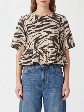 Ganni T-shirt in cotone organico con stampa zebrata all-over