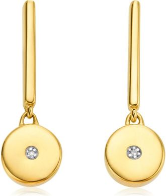 Monica Vinader Gold Linear Solo Drop Diamond Earrings Diamond