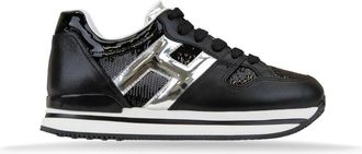 Hogan Leren Paillet Sneakers Vrouwen Vetersluiting - Dames - Sneakers - Zwart - 34 1/2 EU - Leer - Schoenen