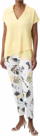 Joseph Ribkoff High-Low Short Sleeve V-Neck Top In Mellow Yellow
