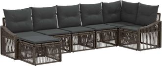 vidaXL Conjunto De Sof&aacute;s De Jard&iacute;n 7 Uds. Gris Rat&aacute;n Sint&eacute;tico Vidaxl