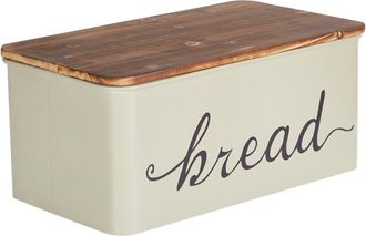 Beliani Panera Decorativa De Hierro Con Tapa 30 X 17 X 16 Cm Beige Gourmandise