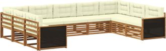 vidaXL Conjunto De Sof&aacute;s De Exterior 9 Uds. Natural Y Crema Vidaxl