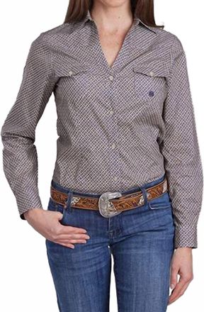 Roper Womens Long Sleeve Western Shirt In Pinwhell Fouldard