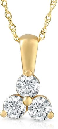 Pompeii3 1Ct Diamond Three Stone Pendant in 14k White Yellow Rose Gold Lab Grown Necklace