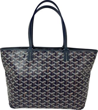Goyard Goyardine Artois PM Navy Blue Zipper Tote Bag