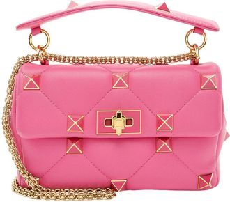 Valentino Pink Calfskin Roman Stud Medium Shoulder Bag (Authentic Pre-Loved)