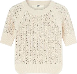 Ermanno Scervino embellished knitted T-shirt - women - Virgin Wool/Cashmere - S - White