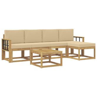 vidaXL Conjunto De Sof&aacute;s De Exterior Con Coj&iacute;n 6 Pcs Y Beige Vidaxl