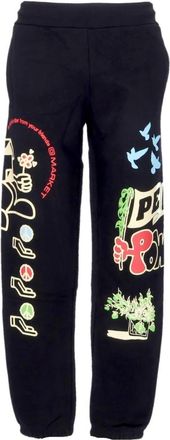 Market Zwarte Peace And Power Trainingsbroeken - Heren - Sweatpants - Zwart - XL - Katoen - Broeken