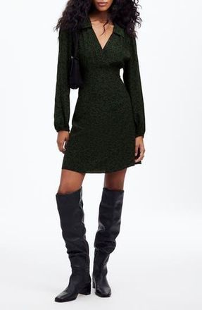 Madewell Floral Long Sleeve Mini Shirtdress in Green Print at Nordstrom Rack, Size 2