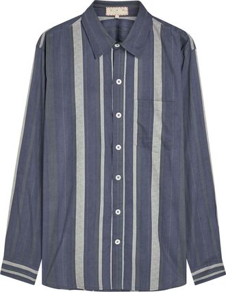 SMR Days Enamorados Striped Cotton Shirt - Navy - XL