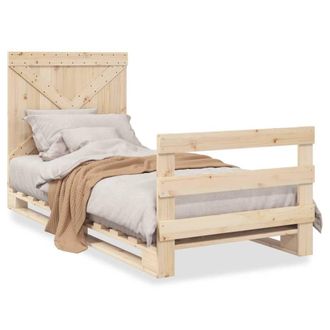 Berkfield Home Bed Frame without Mattress with Headboard 90x200 cm Solid Wood in Light Tan