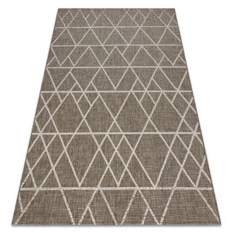 RugsX Rugsx - Alfombra De Cuerda Sisal Floorlux 20508 Tri&aacute;ngulos Gris Pardo/color Champagne Beige 140x200 Cm