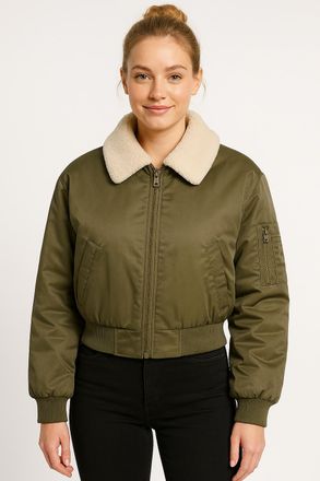 Only Bomberjacke ONLY ONLSURI LIFE WASHED BOMBER CC OTW, Damen, Gr. XL, gr&uuml;n (kalamata), Web, Obermaterial: 100% Nylon, unifarben, regular fit, Rippb&uuml;ndche