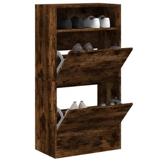 vidaXL Vidaxl - Zapatero De Madera De Ingenier&iacute;a Roble Ahumado 60x34x116 Cm