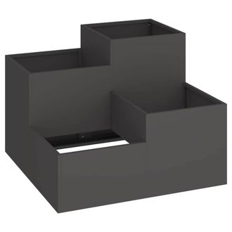Berkfield Home Garden Planter 100x100x60 cm Black Steel | Size: 100 x 100 x 60 cm
