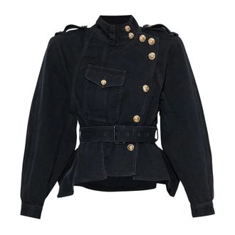 Balmain Chaqueta Piloto de Mezclilla - Jackets - Mujer - Negro - 2XS