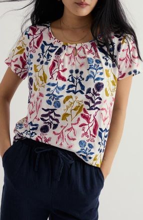 Seasalt Cornwall Appletree Floral Keyhole T-Shirt in Inky Botanical Chalk at Nordstrom, Size 10