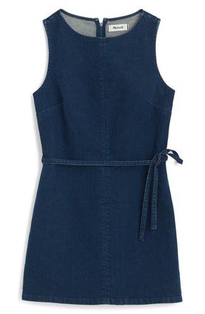 Madewell Boat Neck Denim Skort Romper in Nostalgic Blue at Nordstrom, Size 12