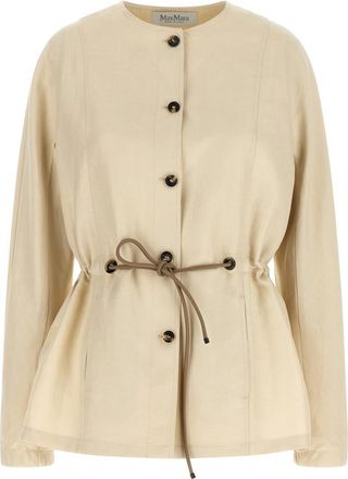 Max Mara Beige Crew Neck Blazer