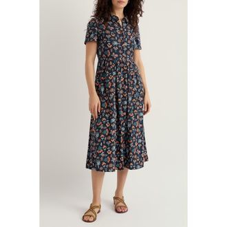 Seasalt Cornwall Mainland Floral Print Midi Shirtdress in Apothecary Plants Inkwell at Nordstrom, Size 16