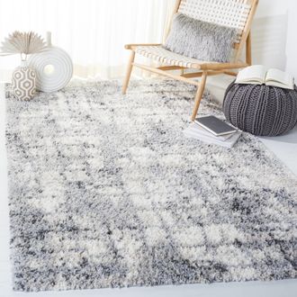Safavieh Berber Shag Machine Made Area Rug, Grey / Ivory Shag / Flokati Style Easy Care