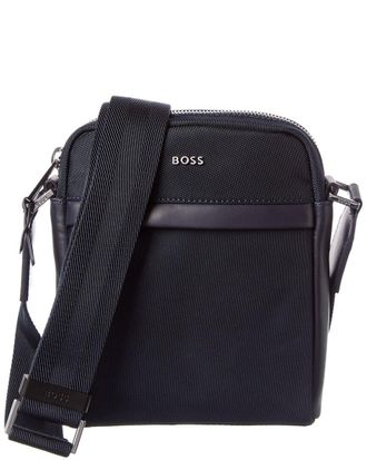 HUGO BOSS Highway N Ns Zip Leather-Trim Reporter Bag