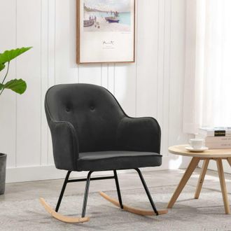 Nova Furniture Limited - Silla Mecedora De Terciopelo Gris Oscuro