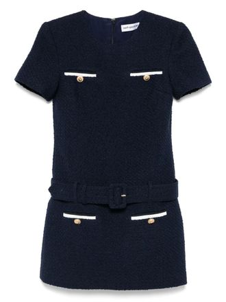 Self Portrait Navy Boucle Mini Dress