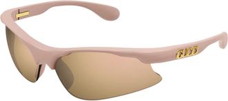 Gucci Masker Zonnebrillen - Heren - Zonnebrillen - Roze - 70 MM - Nylon - Accessoires