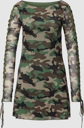 Review Minikleid mit Mesh &Auml;rmeln in Gruen, Gr&ouml;&szlig;e XS