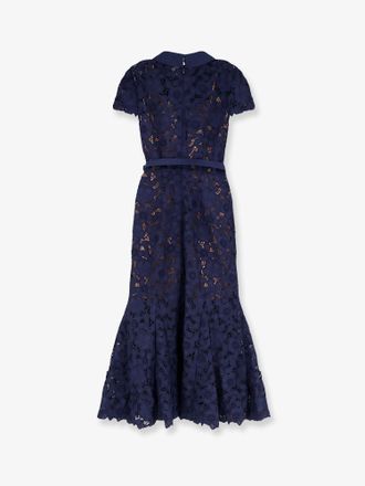 Self Portrait Womens Lace Long Dress Blue Polyester