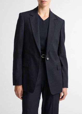 Vince Linen Blend Single Breasted Blazer In 436 Mar