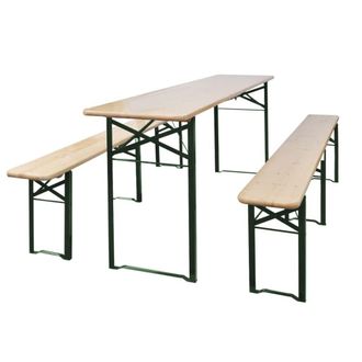 Berkfield Home Folding Beer Table with 2 Benches 220 cm Fir Wood in Brown