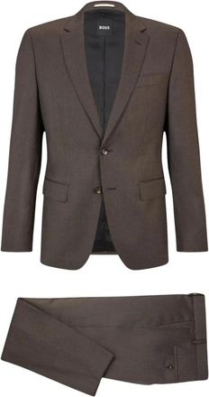HUGO BOSS Heren, Pakken, Bruin, Maat: 2XL Wol